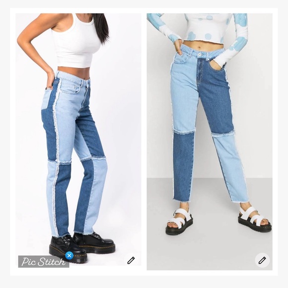 Ragged Jeans Quarter Panel Two Tone Mom Jeans - Picture 2 of 9